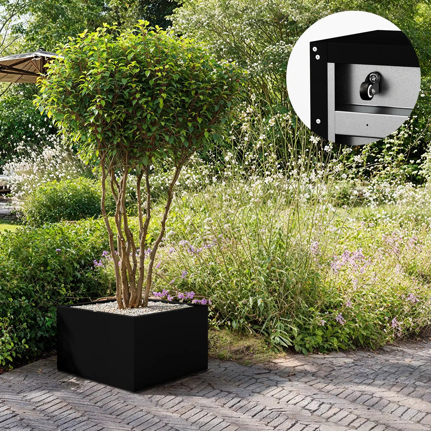 SEV Plantenbak op wielen 80x80x50